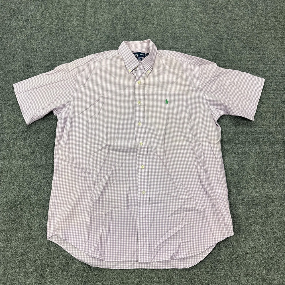 Vintage Ralph Lauren Shirt Mens M Purple‎ Check 100% Cotton Blake Button Down